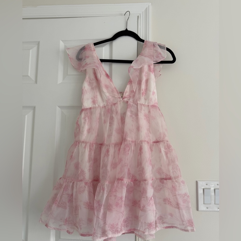 Pink Floral Ruffle Tiered' Dress